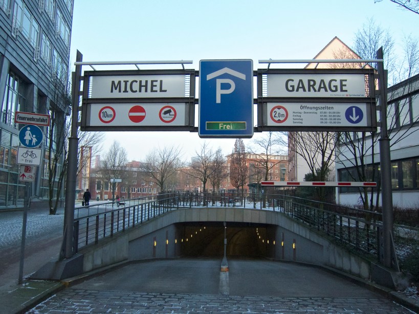 Underground parking structure outside my hotel
