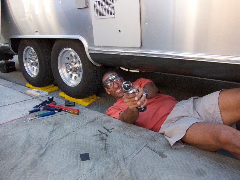 A bit of nervous laughter before cutting the hole.