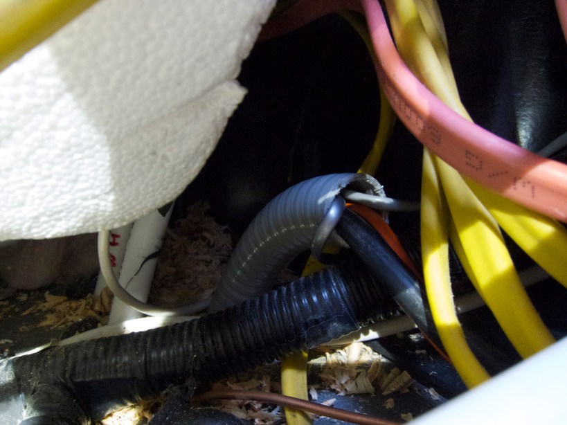 Wires routed through the floor