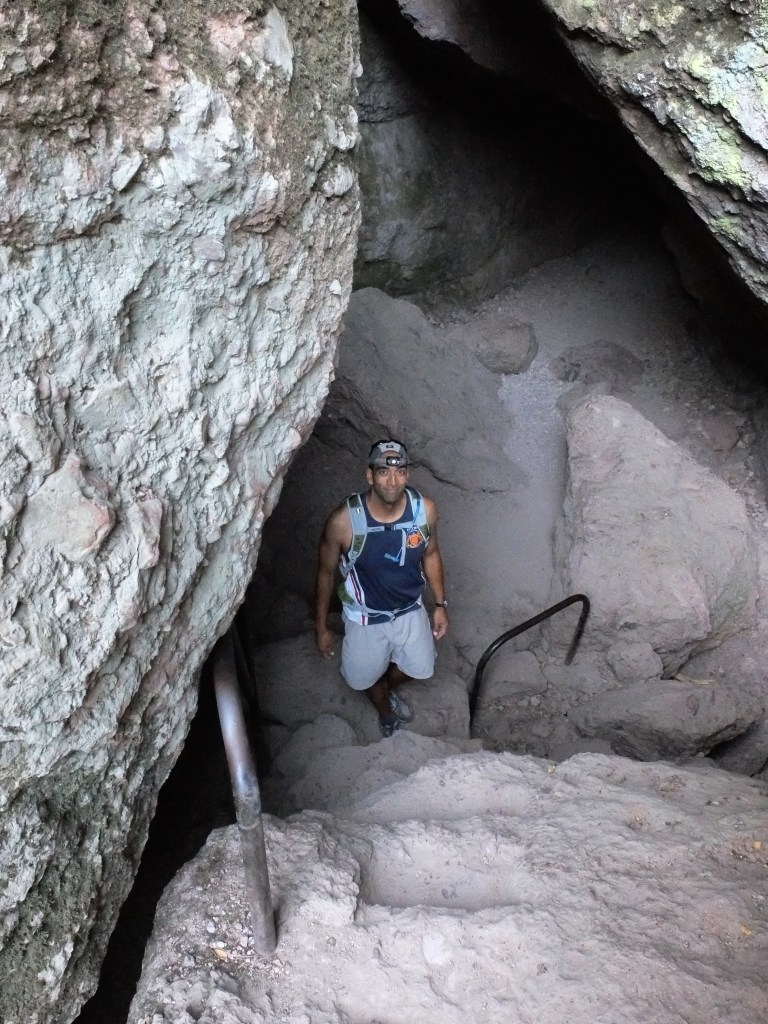 Dave descending into the 2nd set of caves