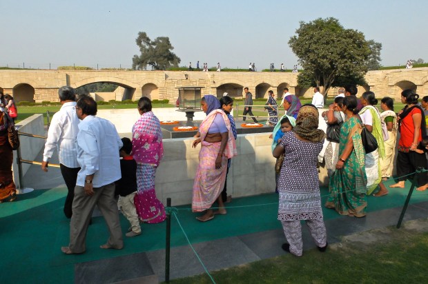 Vistors paying their respects at the memorial