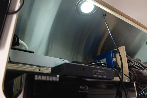 From the roof, I had to thread new cable through the tiny hole.